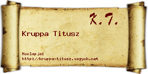 Kruppa Titusz névjegykártya